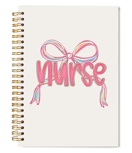 WNAGT Pink Coquette Bow Nurse Spiral Notebook 5.5x8.3, Nurse Gifts for Women Journal, Nurses Appreciation Gifts Notebooks for Note Taking, Preppy Nursing Journals for Writing