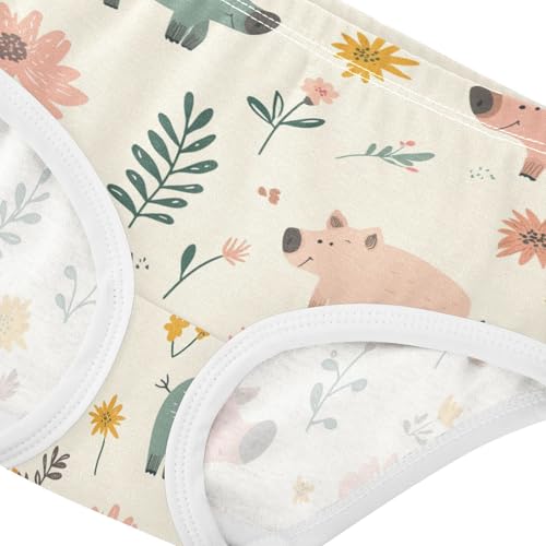 Wusikd Cute Boars Girls' Underwear Cotton Flowers Girls Briefs Soft Toddler Underwear 2T4