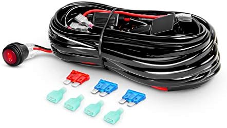 Nilight - 10009W - NI-WA05 LED Light Bar Wiring Harness Kit 12V On off Switch Power Relay Blade Fuse for Off Road LED Work Light Bar,2 years Warranty