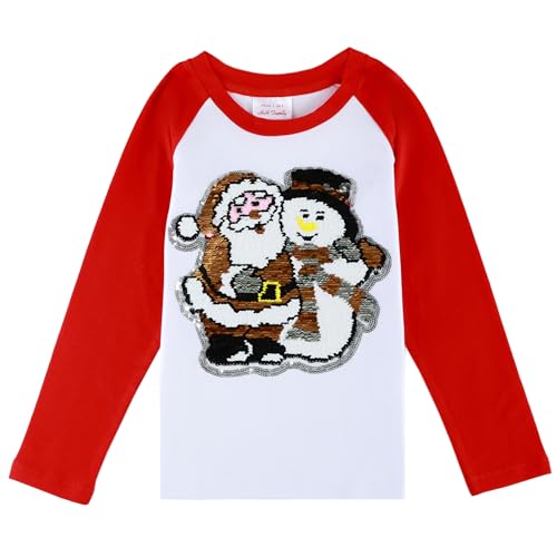 Image of Christmas Shirts for Girls and Boys Flip Sequin Santa Christmas Tree Kids T-Shirt Clothing