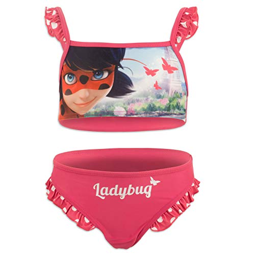 Miraculous LadyBug Cat Noir - Bikini Traje de baño de 2 Piezas - para niña - SE19XX [Fucsia - 4 años - 104 cm]