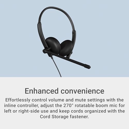 Image of Dell Wired Headset WH125, Boom Mic, Black | USB Type-A, Mac & Windows, Leatherette Cushions, 270 Rotational Mic, Computer Use