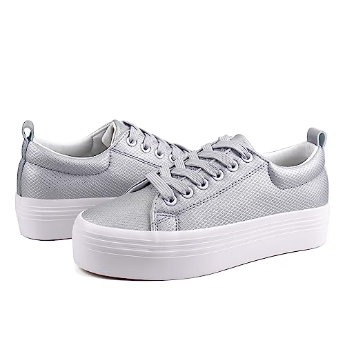 Image of JABASIC Women Lace Up Platform Sneakers Comfortable Casual Fashion Sneaker Walking Shoes