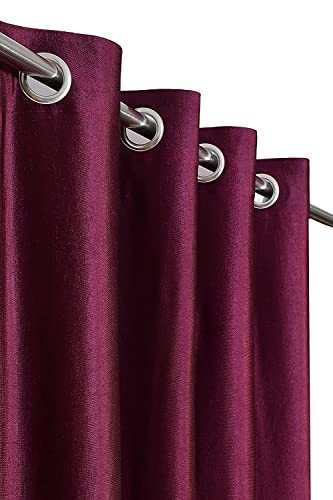 Image of Window Curtains 5 Feet Long for Living Room - Window Curtains Set of 1 Pcs Panel, Curtain Solid Parda for Home Decor & Office Wine Colour - 5 feet (48 x 60 Inch) - 2 Pcs