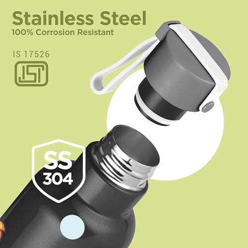 Image of Milton Arise 900 Thermosteel ISI Certified Water Bottle, 715 ml Stainless Steel, 24 Hr Hot and Cold I Leak Proof, Vacuum Insulation, for Office, School, Gym, Black Cosmo Drift