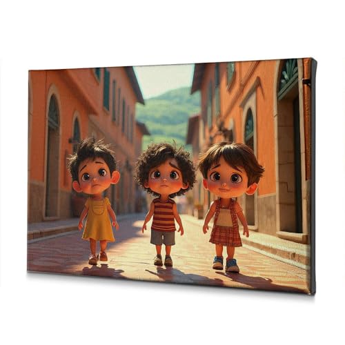 Toile religieuse trois enfants 40 x 60 cm à offrir pour une communion