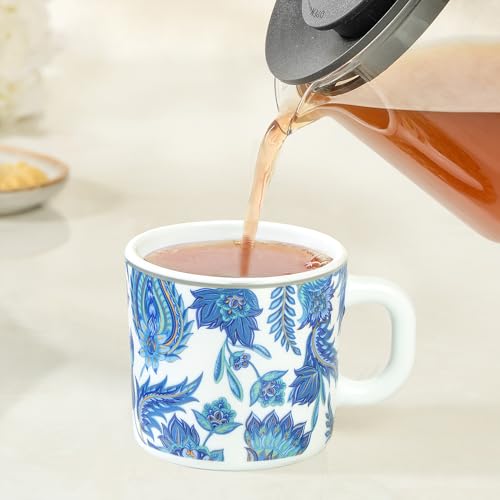 Image of Larah by BOROSIL 180ml x 6pc Opalware New Iris Tea /Coffee Mug Set, Microwave & Dishwasher Safe Embossed Design Crockery Set Ideal for Daily Use & Gifting