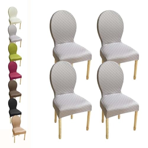 HHONGWYT Housse de Chaise Dossier Rond Housse de Chaise en Pieds Bois Salle à Manger Ovale Lot de 4/6/2 Petit/Grand Housse Protection Chaise, Couverture...