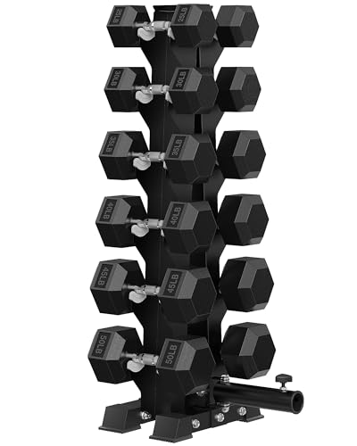 HANDBODE Dumbbell Set with A-Frame Rack, Rubber Coated Dumbbells 450 lb