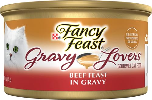 Image of Fancy Feast Classic Gravy Lovers Beef in a Roasted Beef Flavor Gravy Wet Cat Food, 85 g (Pack of 4)