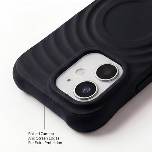 Image of amazon basics Shockproof Case for iPhone 12 | Ripple Pattern | Camera Protection | Protective Cover with Enhanced Grip & Wireless Charging Support - Black