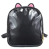 Ita Backpacks Girls Cute Rucksack Cat Ears Daypack Ladies Summer Beach Bag Transparent Windows for...