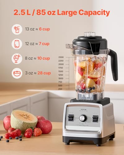 Image of VEVOR Professional Blender for Smoothies, 85 oz 1400W,with Powerful Motor, Multi-Functional Food Processing for Smoothie /Milkshake /Juice, Fits for Kitchen