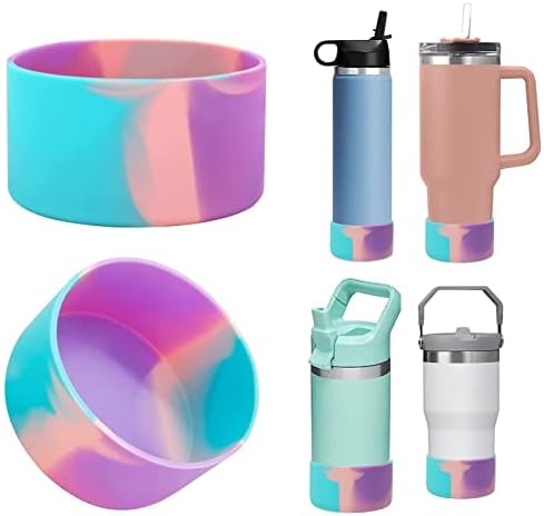 XSHNUO 2 Pcs Silicone Boot for Stanley Quencher Adventure H2.0 40oz & Stanley IceFlow 20oz 30oz, Anti-Slip Water Bottle Bottom Sleeve Cover Stanley Cup Accessories