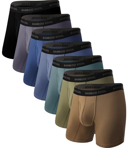 BAMBOO COOL Men's Ultra ComfortSoft Underwear, Moisture Wicking & Breathable No Ride Up Boxer Briefs with Fly, Multipack