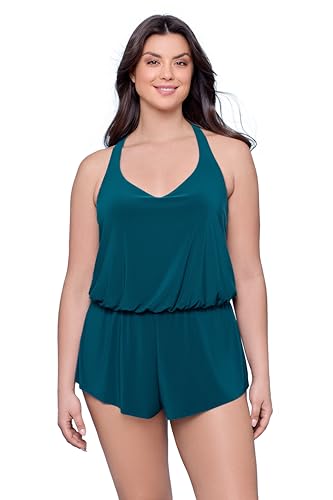 Aqua Green Women's Racerback Swim Romper