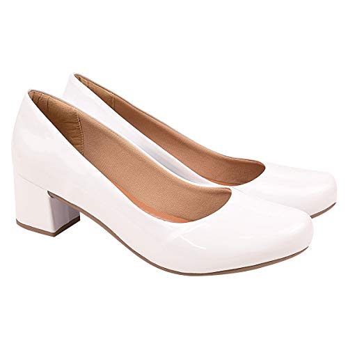 Sapatilha Feminina Scarpin Bico Redondo Eleganteria Tamanho:36;Cor:Branco