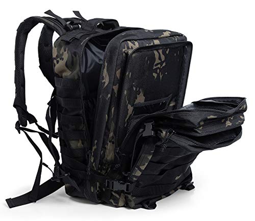 QT&QY 45L Military Tactical Backpacks Molle Army Assault Pack 3 Day Bug Out Survival Bag Hiking Treeking Rucksack