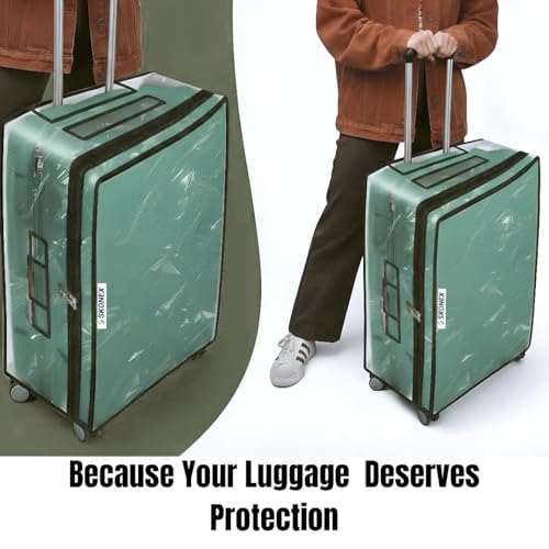 Image of Trolley Bag Cover Suitcase Waterproof Dustproof Luggage Cover Zippered Clear PVC Protector 24 Inch