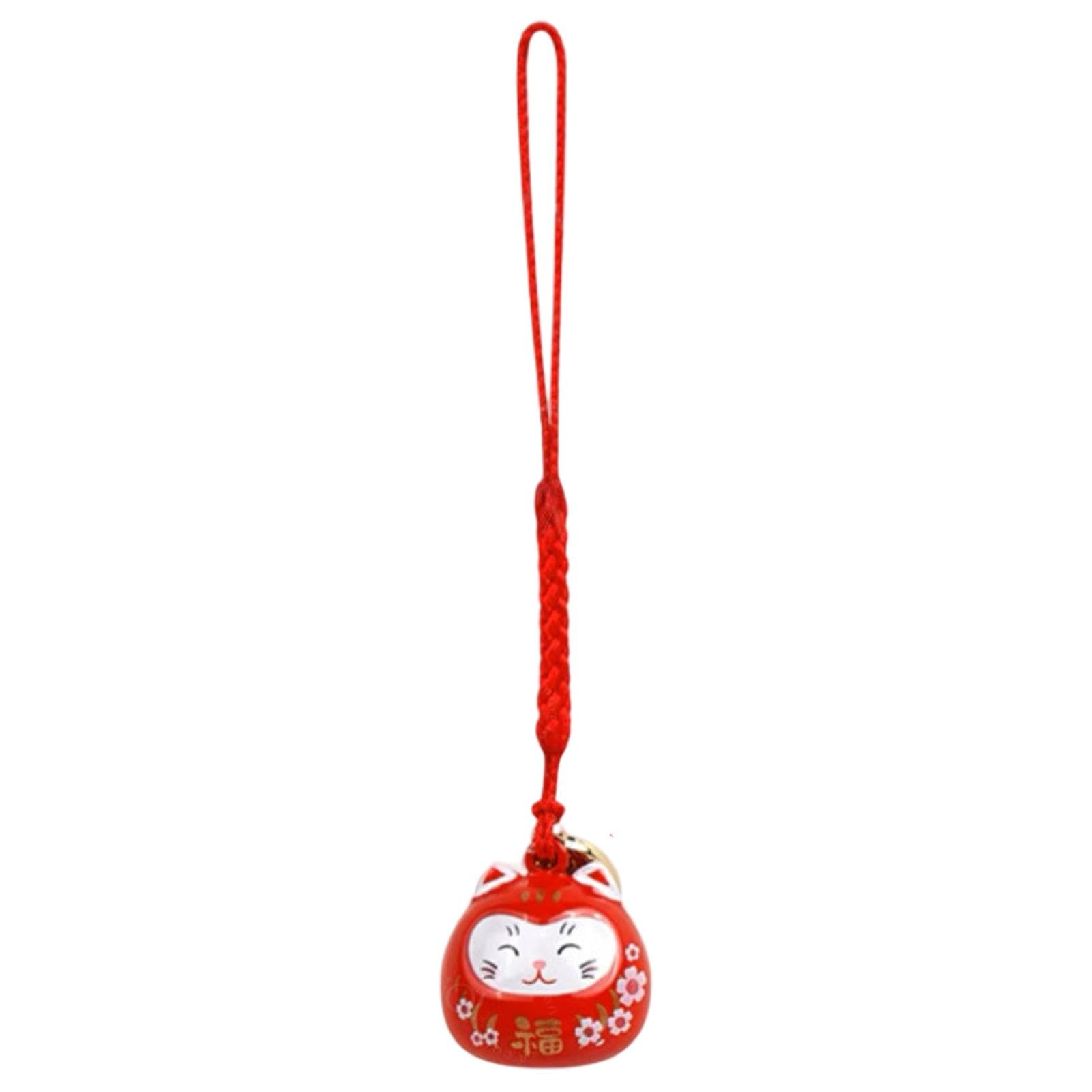 Cloche porte-clé chat porte-bonheur pour téléphone - Pendentif mignon en forme de chat - Symbole de bonheur et de richesse
