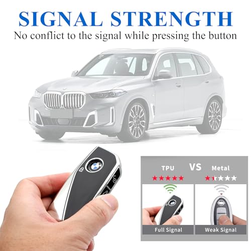 Image of Creativity For BMW X5 Key cover and Key chain accessories (Silver set) | Advanced soft TPU key Case Suitable for BMW 2023-2026 New 5 7 Series iX XM IX3 i7 X1 X5 X6 X7 key