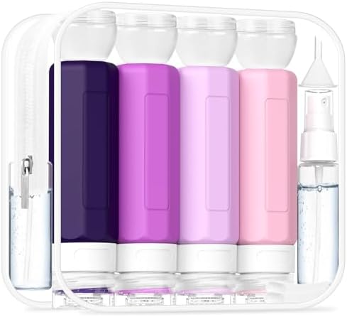 Liquids Leak Proof 4 Pack Travel Bottles Set - TSA Approved Silicone Containers For Travel Accessories
