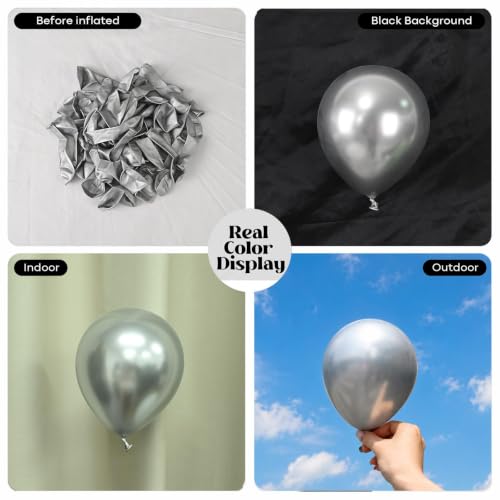 Image of Togvu Silver Balloons 50Pack 5 Inch Small Mini Metallic Chrome Silver Latex
