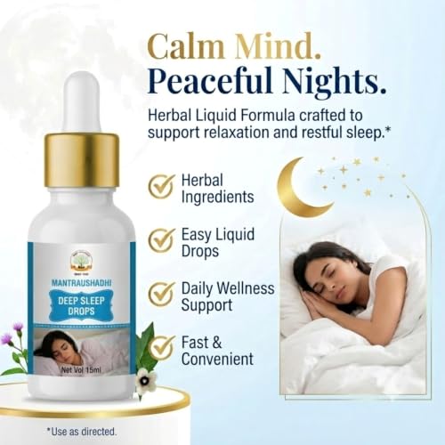 Image of Deep Sleep Drops | Herbal Sleep Support & Natural Relaxation | Stress Relief Aurvedic Formula | Bedtime Sleep Aid Liquid | Sleeping Drop for Deep and Relax Sleep | Nighttime Relaxation Drops | 15 ml Pack of 2
