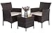Yaheetech Salon de Jardin Exterieur Ensemble Meubles de Jardin 2 fauteuils et 1 Table en rotin PE imperméable avec Coussins Marron
