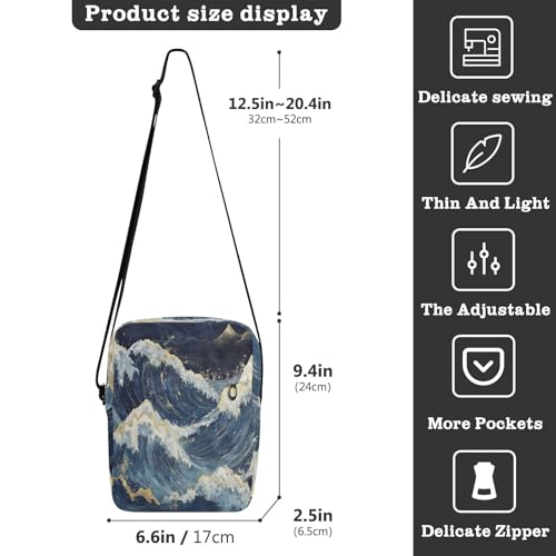 Deep Waves Japanese Style messenger bag Crossbody Bags For Women small crossbody purse Adjustable Strap for outdoor sports business3
