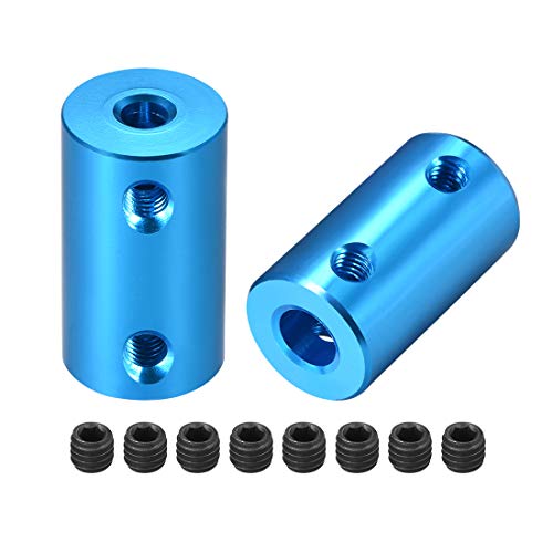 sourcing map Acoplador de giro r�gido del motor autom�tico,Acoplamiento de eje de 4mm a 6mm de di�metro L25xD14 Azul 2 Piezas
