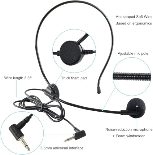 Image of Drumstone (𝗦𝗽𝗲𝗰𝗶𝗮𝗹 𝗘𝗱𝗶𝘁𝗶𝗼𝗻 + 𝟱-𝗬𝗿 𝗪𝗮𝗿𝗿𝗮𝗻𝘁𝘆 Professional Wired Headband Microphone: Noise-Cancelling, Amplified Clear Sound, Durable for Teaching, Gaming & Recording!