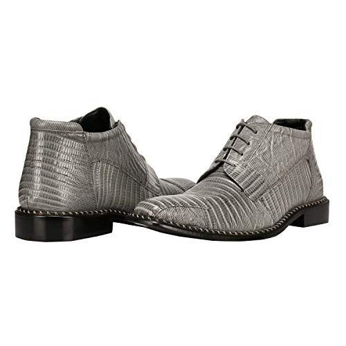 Image of LIBERTYZENO Mens Lizard Print Genuine Leather Adults Ankle Boots Lace Up Dress Shoes for Easter Gift