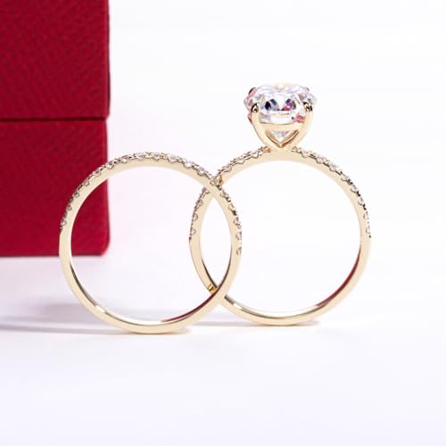 Solid 14K White Gold/Yellow Gold (3CT Center Stone) Moissanite Bridal Ring Set, Real Gold | D Color and Flawless Moissanite | Wedding Anniversary Ring Set3
