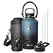 Trebo Insulated Water Bottle 2L with Paracord Handle Wide Mouth Double Wall Stainless Steel Keep Cold 48 Hours Water Bottle with 3 Lids, Indigo Crush