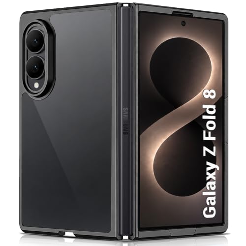 Image of TheGiftKart Hybrid Shockproof Back Cover Case for Samsung Galaxy Z Fold 8 5G | Camera Protection Module | Hard Back Cover Case for Samsung Z Fold8 5G (PC & TPU, Transparent Clear Back, Black Sides)