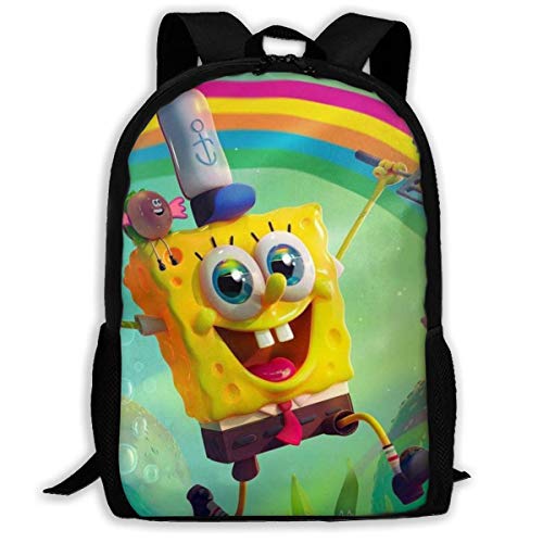 Mei shop Mochila Informal Cute Spongebob Print Zipper School Bag Travel Daypack TO