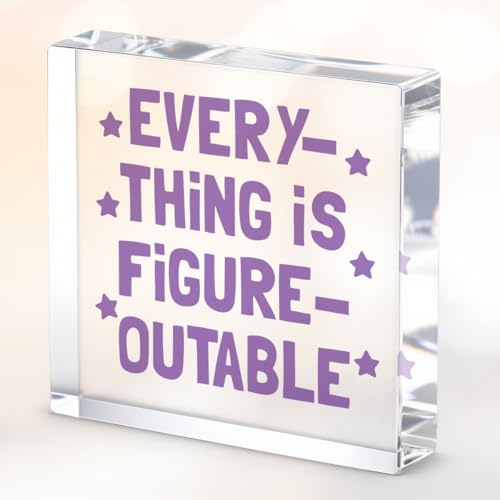 Inspirational Gifts for Women Men Friends, Motivational Desk Decor Acrylic Sign 4X4 Inch, Pastel Purple Star Desk Decorative Signs for Table Top Cubicle Room Office
