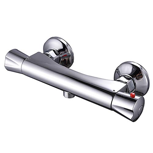 Preisvergleich Produktbild FCX-THERMO Brausethermostat Duschthermostat Mischbatterie für Dusche mit Temperatur und Durchflusseinstellung für Wandmontage Keramikkartusche aus Messing, Chrom
