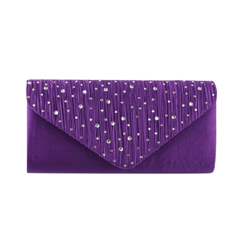 Ocuuer Women Formal Purso con bolso con bolso de noche plisado Gran capacidad bolso de boda de la aleta vintage (púrpura)