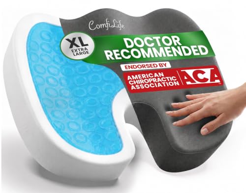 Image of ComfiLife Extra Large Gel & Memory Foam Seat Cushion - Doctor Recommended Office Chair Cushion, Car Seat Cushion - Back & Sciatica Pain Relief - Wide Seat Cushion for Big & Tall (Charcoal)