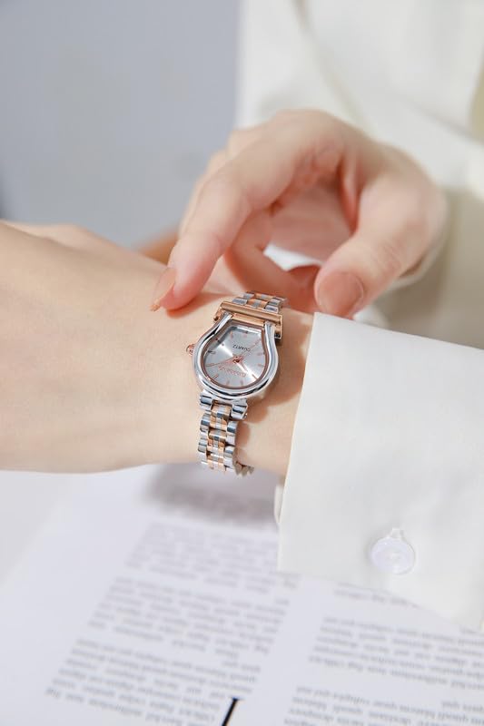 Image of Giordano Analog Quartz Watch for Women with Oval Dial, Water Drop Shaped Case, Blue Crown, Stainless Steel Strap - GZ-60155
