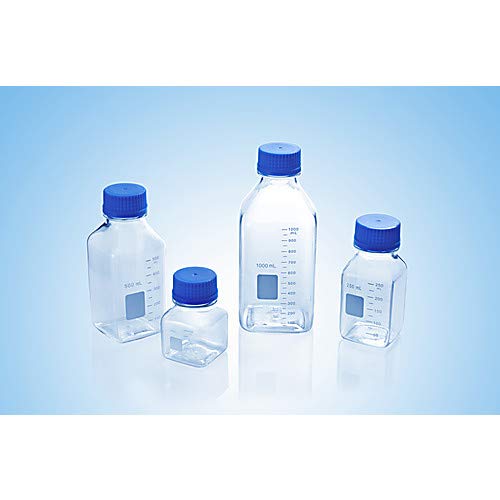 United Scientific Supplies BMPC1000, Polycarbonate Square Disposable Media Bottle, PC with PP Cap, 1000mL Caapcity, Pack of 24