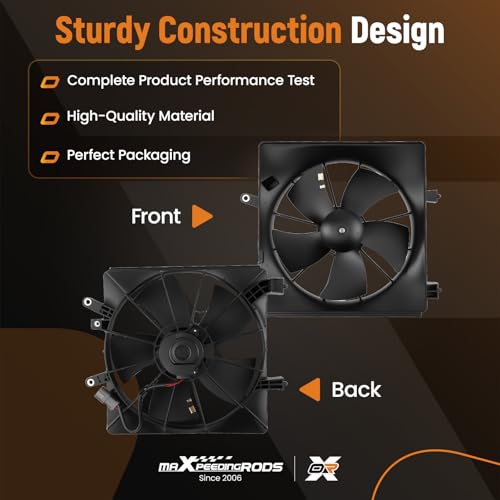 Image of maXpeedingrods Engine Cooling Fan Assembly for Honda Civic Coupe Sedan L4 1.7L 2001-2005 Replacement 19000PLF513, 620219, 19015PLC003