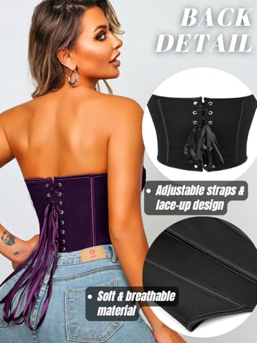 Image of ChiaoLezhee Heart Corset Top For Women, Sexy Concert Outfits Going Out, Strapless Crop Top, Overbust Bustier