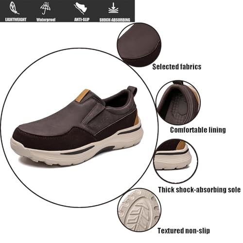Men's Leather Slip On Casual Loafers Comfortable Breathable Driving Office Dress Shoes Daily Lightweight Non-Slip Walking Shoes3