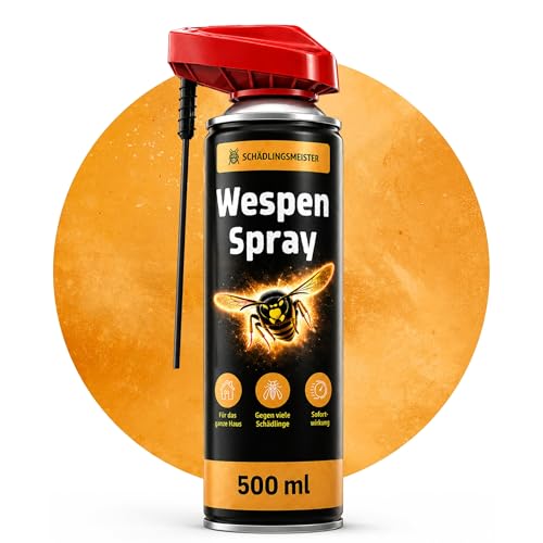 Wespen Spray 500 ml Gegen gegen Wespen & andere Insekten Für Balkon Terrasse Fenster & Dachvorsprünge Mit Chrysanthemum-Extrakt Geraniol & Zitroneneukalyptusöl Made in Germany