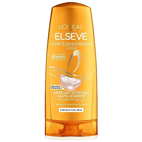 L'Oréal Paris - Desenredante muy ligero para cabello fino y seco – Cabello brillante – Aceite de coco extra fino – Aceite excepcional Elseve – 250 ml