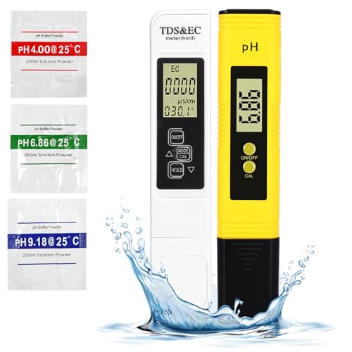 pH Metre, TDS EC Mètre Température, Testeur de Qualité de L'eau 4 Dans 1, Testeur PH Numérique Résolution Haute Précision 0,01, Ph Metre Electronique pour Piscine, Eau Potable, Aquarium