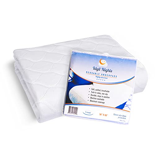 Washable Incontinence Bed Pad - Waterproof With Tuck-In-Sides – Leakage & Sweat Mattress Protector - Reusable Full/Queen 36X60 Inch Bed Pad For Kids Adults And Pets #TOP1